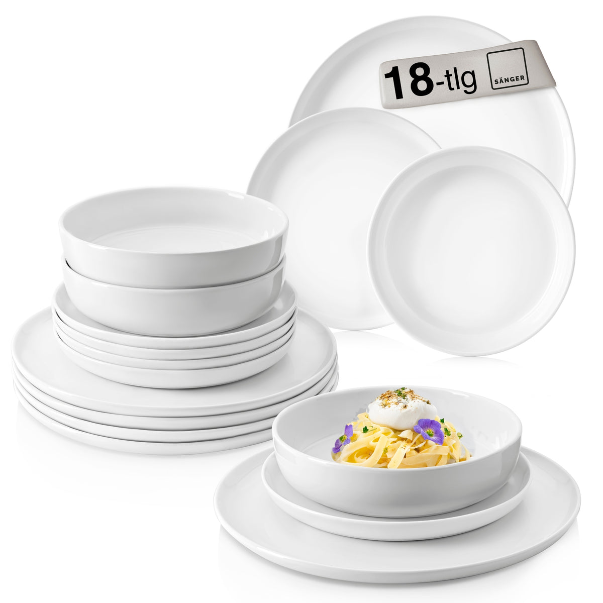 SÄNGER Porcelain Dinnerware Set Marlo, 18-Piece for 6 People