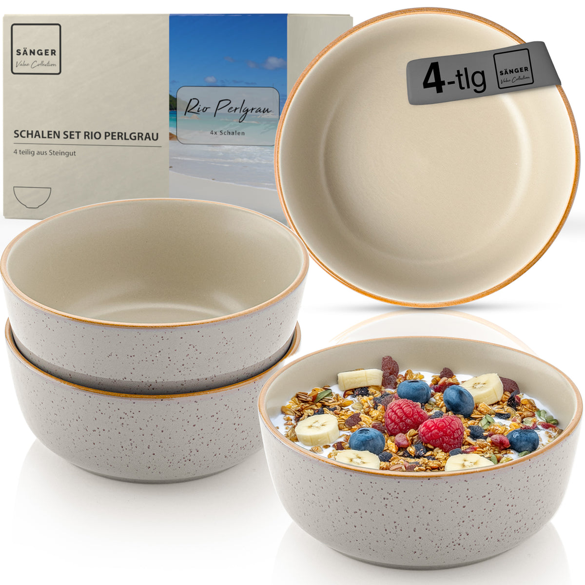 SÄNGER Rio Bowl Set Pearl Grey 4-piece