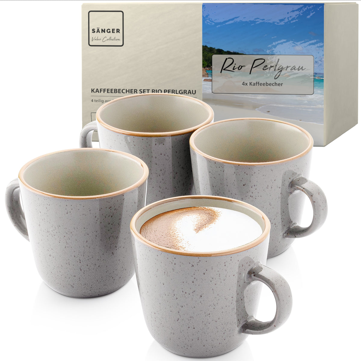 SÄNGER Rio Pearl Grey Mug Set, 4-Piece