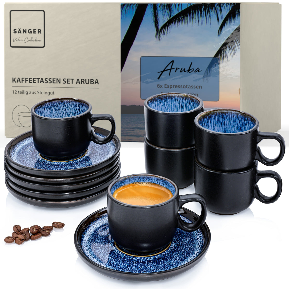 SÄNGER Espressotassen Set Aruba 12 teilig für 6 Personen