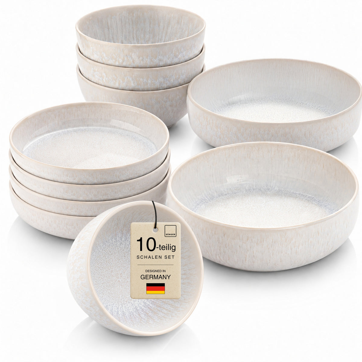 SÄNGER Steingut Korfu Schalen-Set 10 teilig für 4 Personen