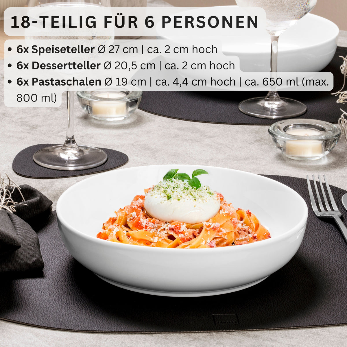SÄNGER Porcelain Dinnerware Set Marlo, 18-Piece for 6 People