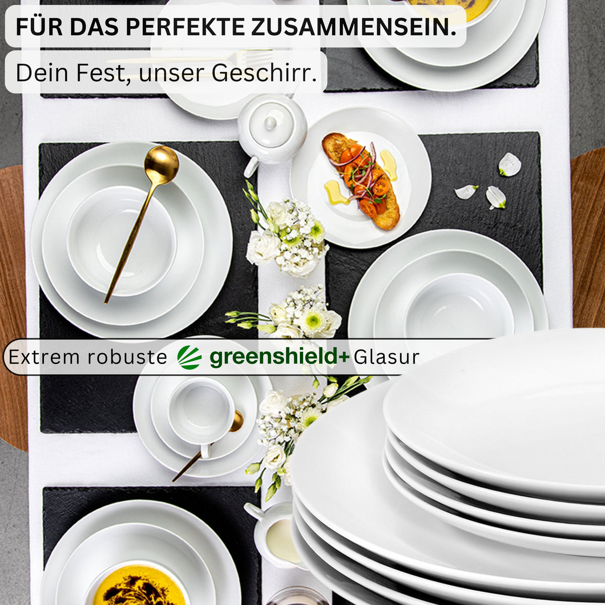 SÄNGER Porzellan Geschirrset New Port, Tafelservice 18 teilig für 6 Personen