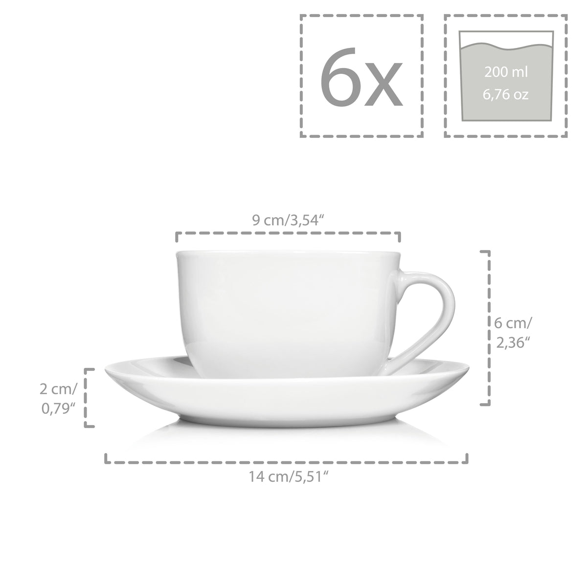 Saenger New Port Coffee Cup Set with Saucers, 12 pieces