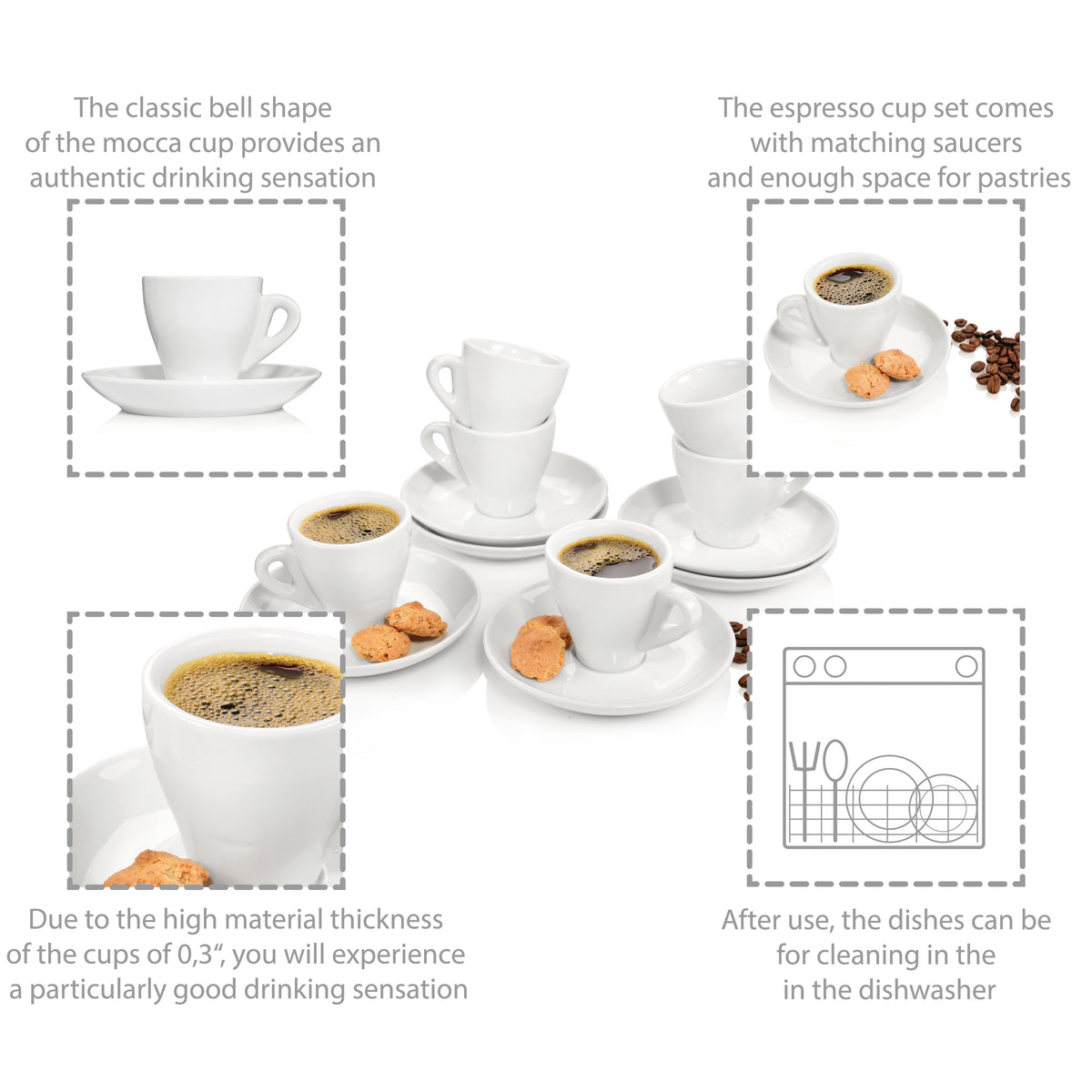 SÄNGER Espresso Cup Set New Port 12-piece for 6 people