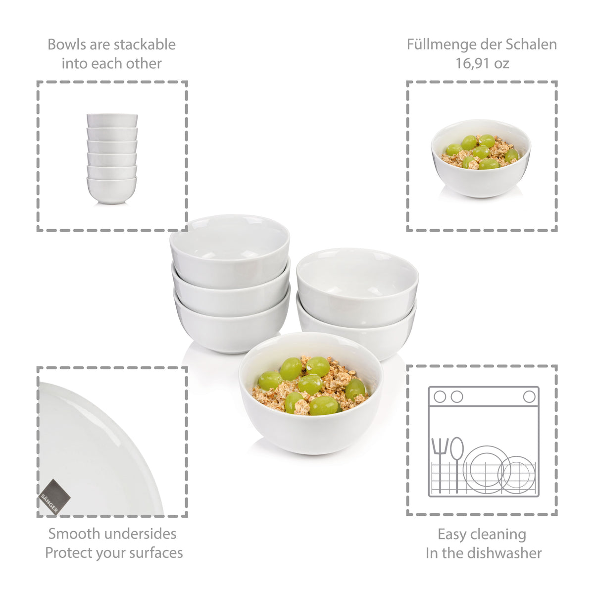 SÄNGER Muesli Bowls Set New Port 6 Pieces
