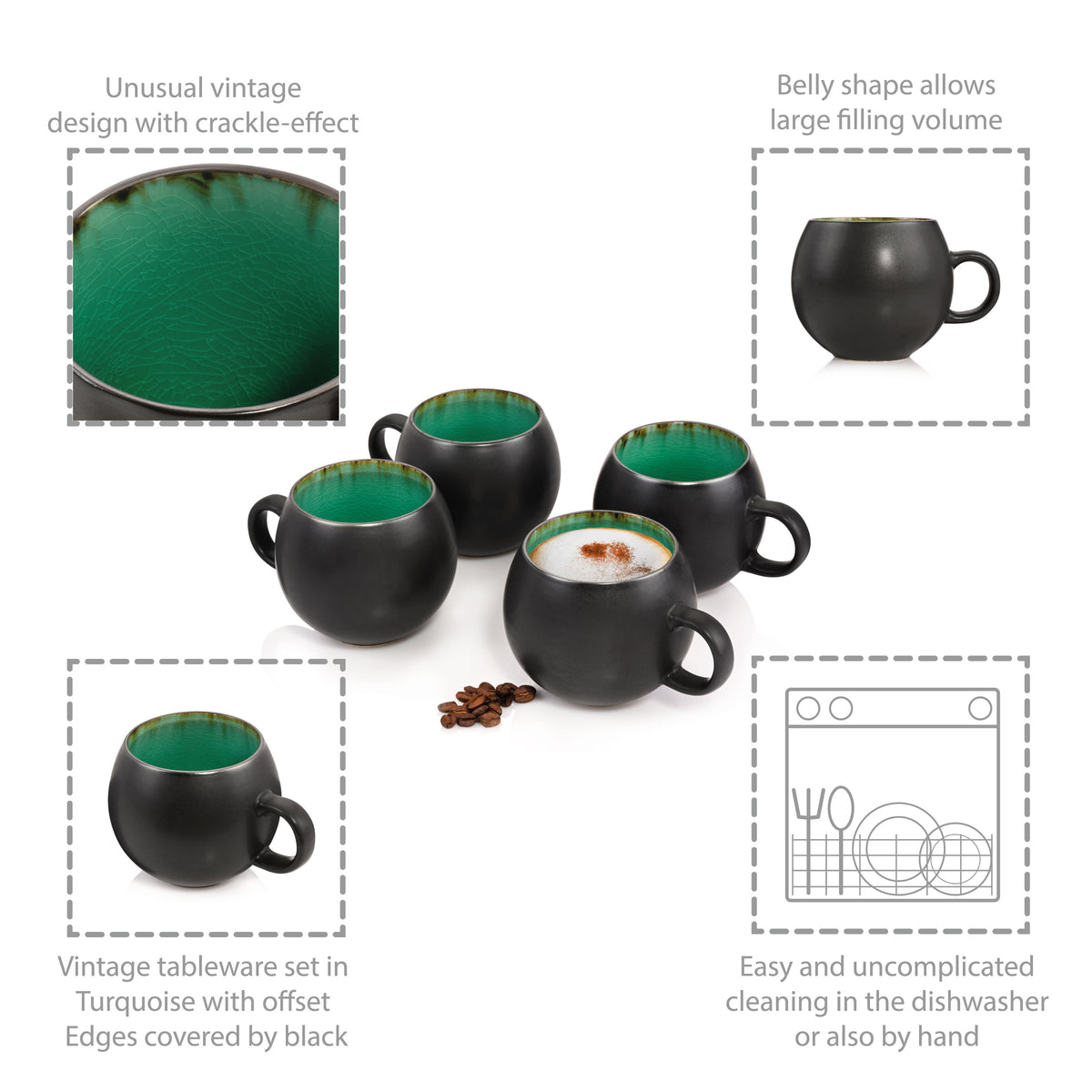 SÄNGER Cappuccinotassen Set Palm Beach 4 teilig