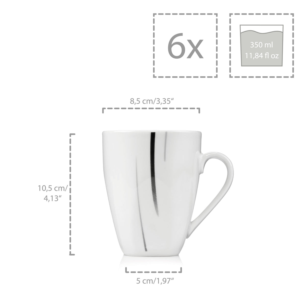 SÄNGER Kaffeebecher Set Bilgola Black Lines 6 teilig