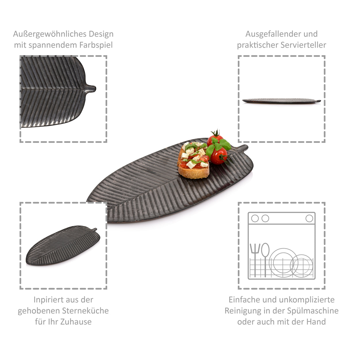 SÄNGER Serving Plate Tombey Leaf Optic