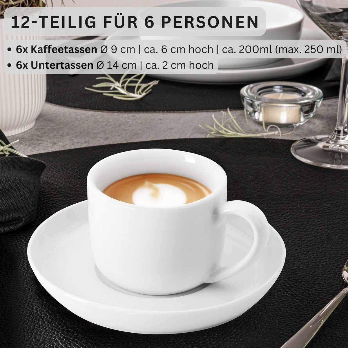 SÄNGER Porcelain Coffee Cup Set Marlo 12-piece for 6 people