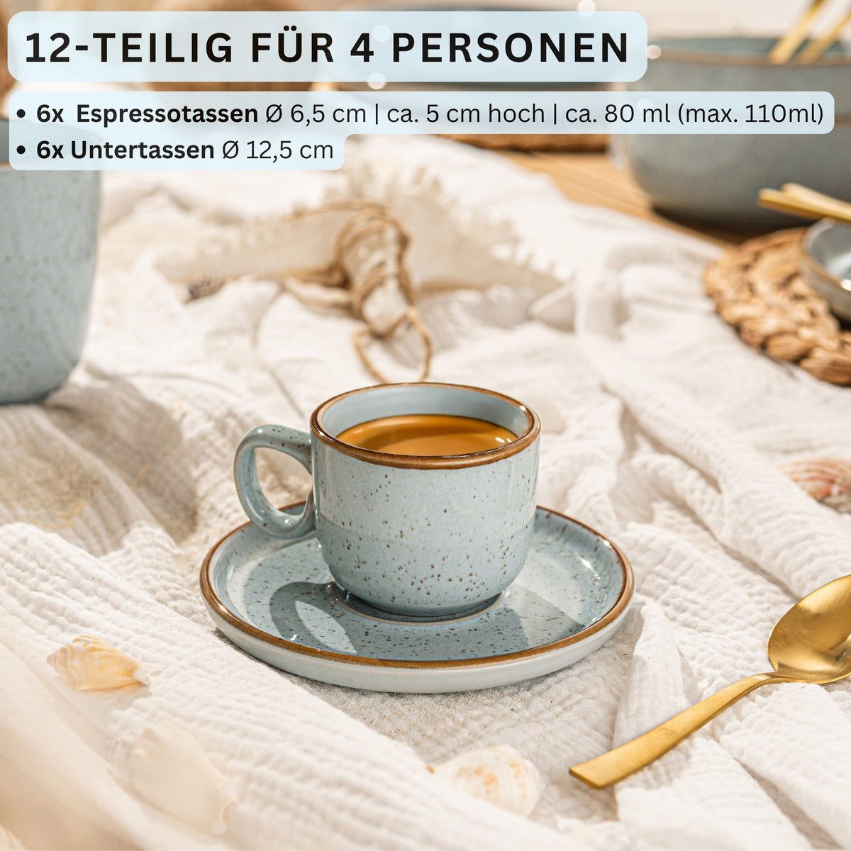 SÄNGER Espresso Cup Set Rio Lagoon, 12-piece, for 6 people