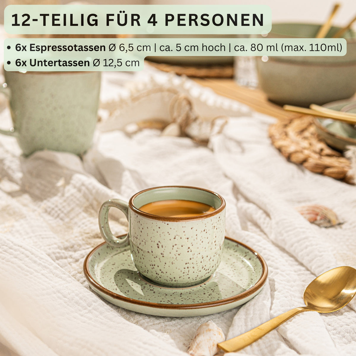 SÄNGER Espresso Cup Set Rio Mint, 12-piece, for 6 people