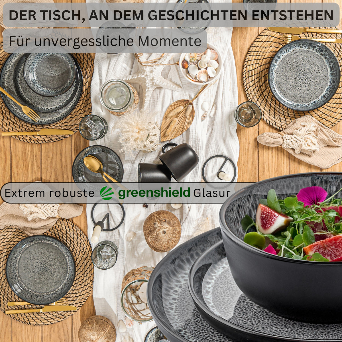 SÄNGER Stoneware Dinnerware Set Sydney, 18-piece dinner set for 6 people