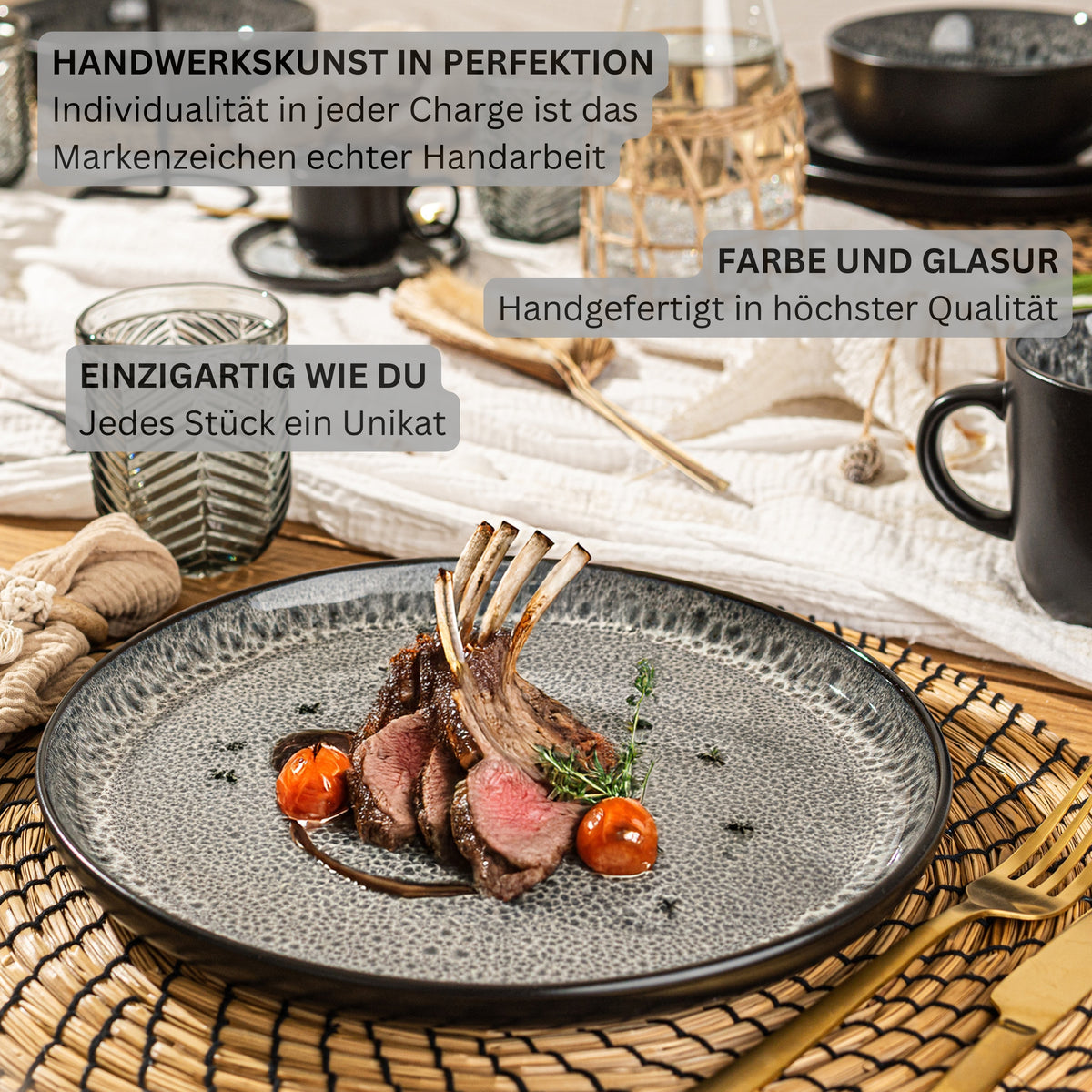 SÄNGER Stoneware Dinnerware Set Sydney, 18-piece dinner set for 6 people