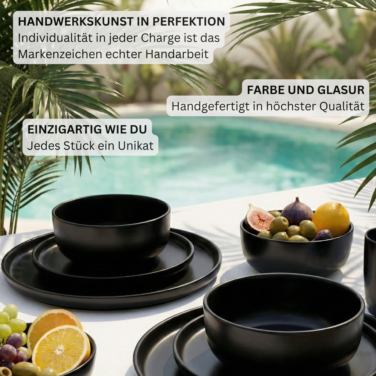 SÄNGER Stoneware Dinnerware Set Madeira, 36-Piece Dinner Set for 12 People