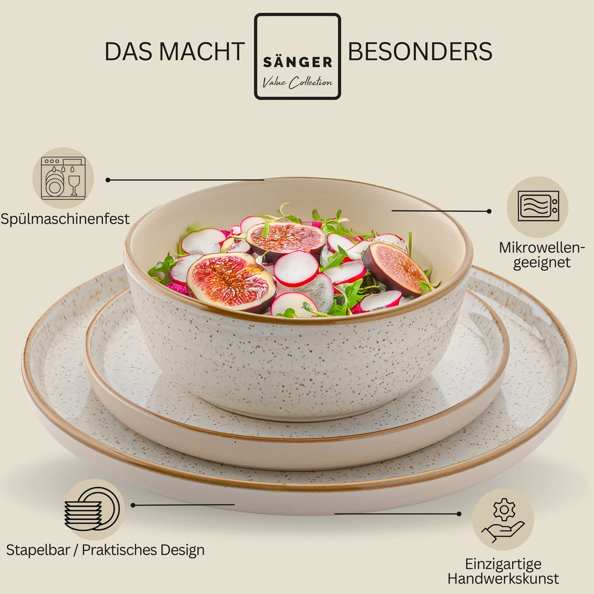 SÄNGER Dinnerware Set Rio Creme - 18 pieces stoneware