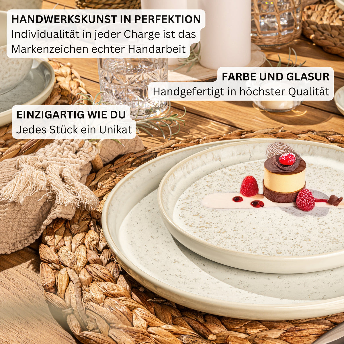 SÄNGER Key West Dessert Plate Set - 6 Pieces Made of Stoneware