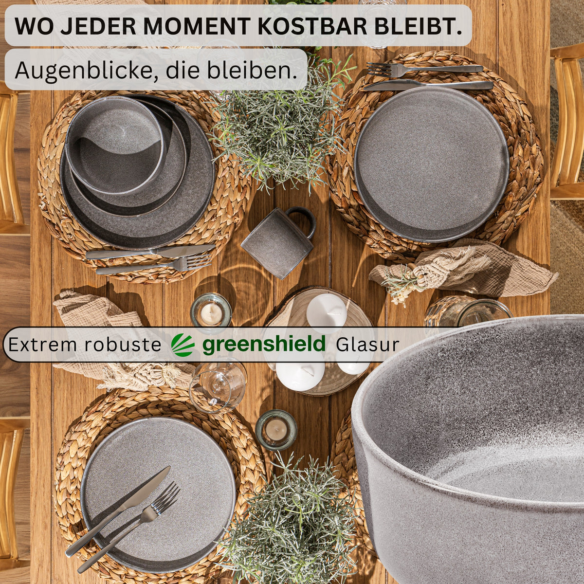 SÄNGER Schalen Set Kairo Mondgrau - 4 teilig aus Steingut