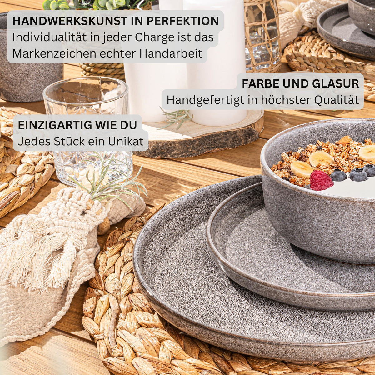SÄNGER Schalen Set Kairo Mondgrau - 4 teilig aus Steingut