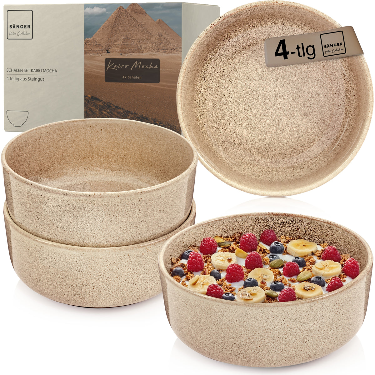 SÄNGER Schalen Set Kairo Mocha - 4 teilig aus Steingut