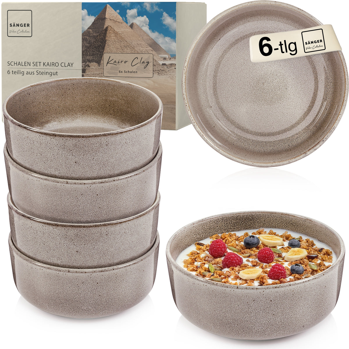 SÄNGER Schalen Set Kairo Clay - 6 teilig aus Steingut