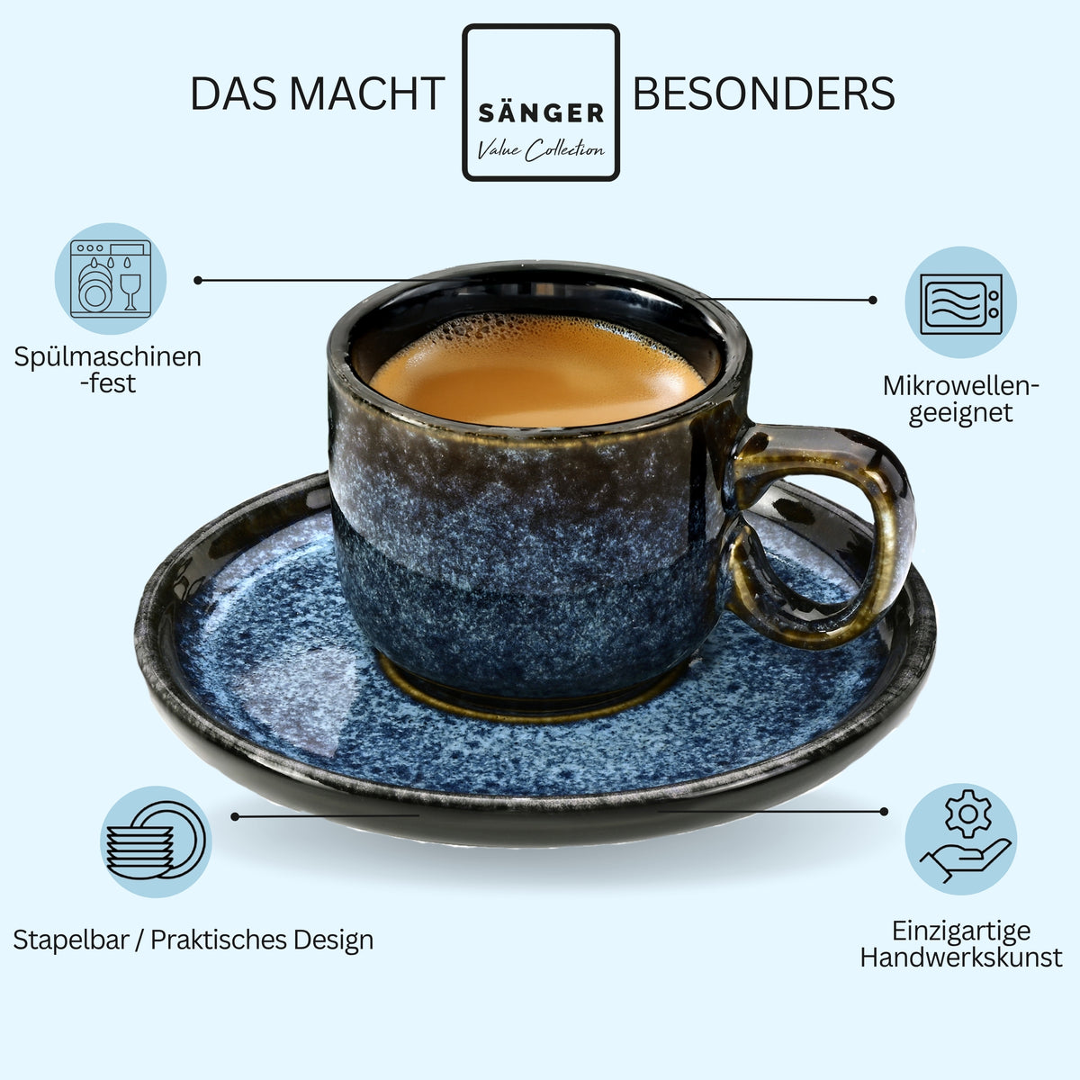 SÄNGER Stoneware Espresso Cups Set Osaka 12-piece