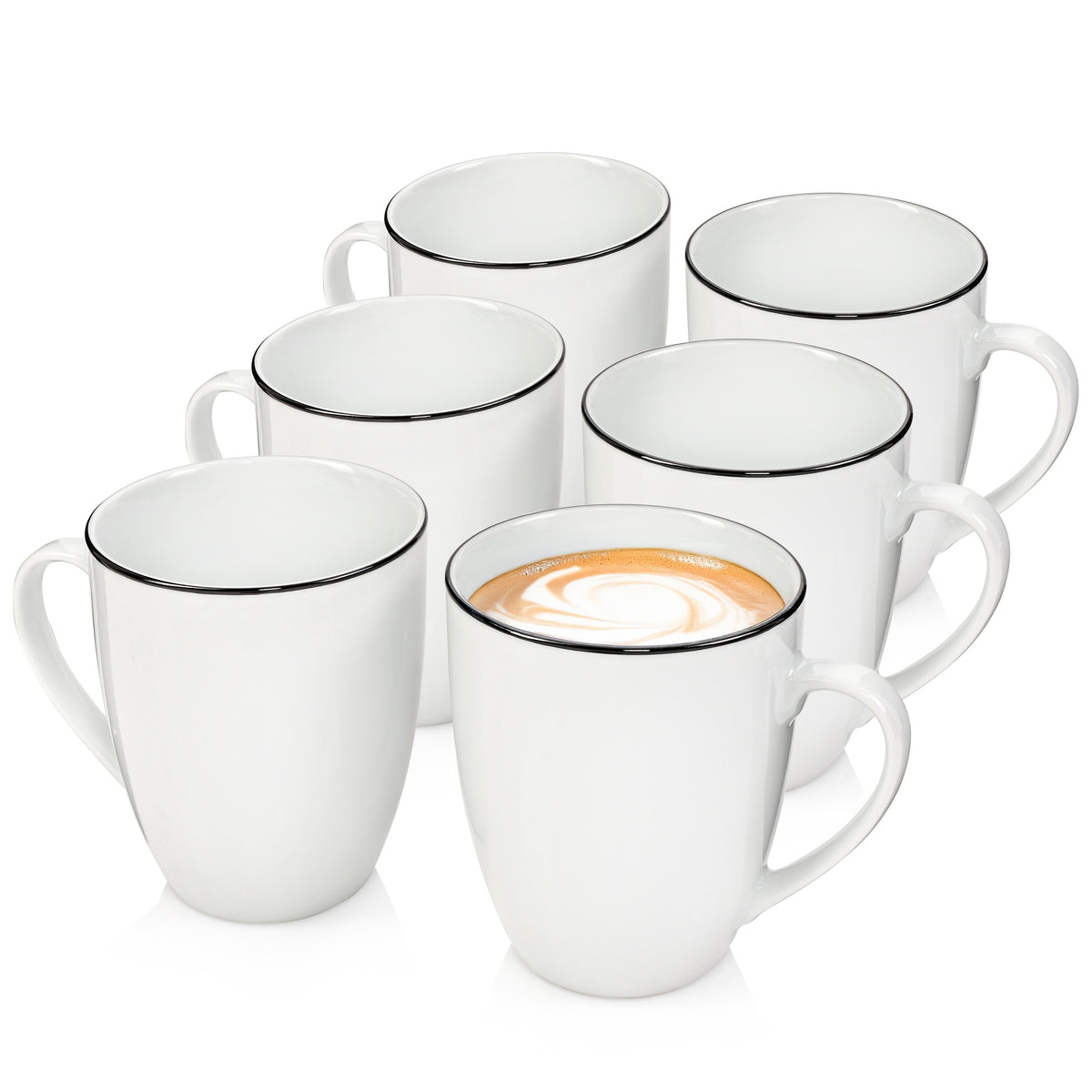 SÄNGER Porcelain Coffee Mug Marlo Black Rim 6-piece SET (LIMITED EDITION)