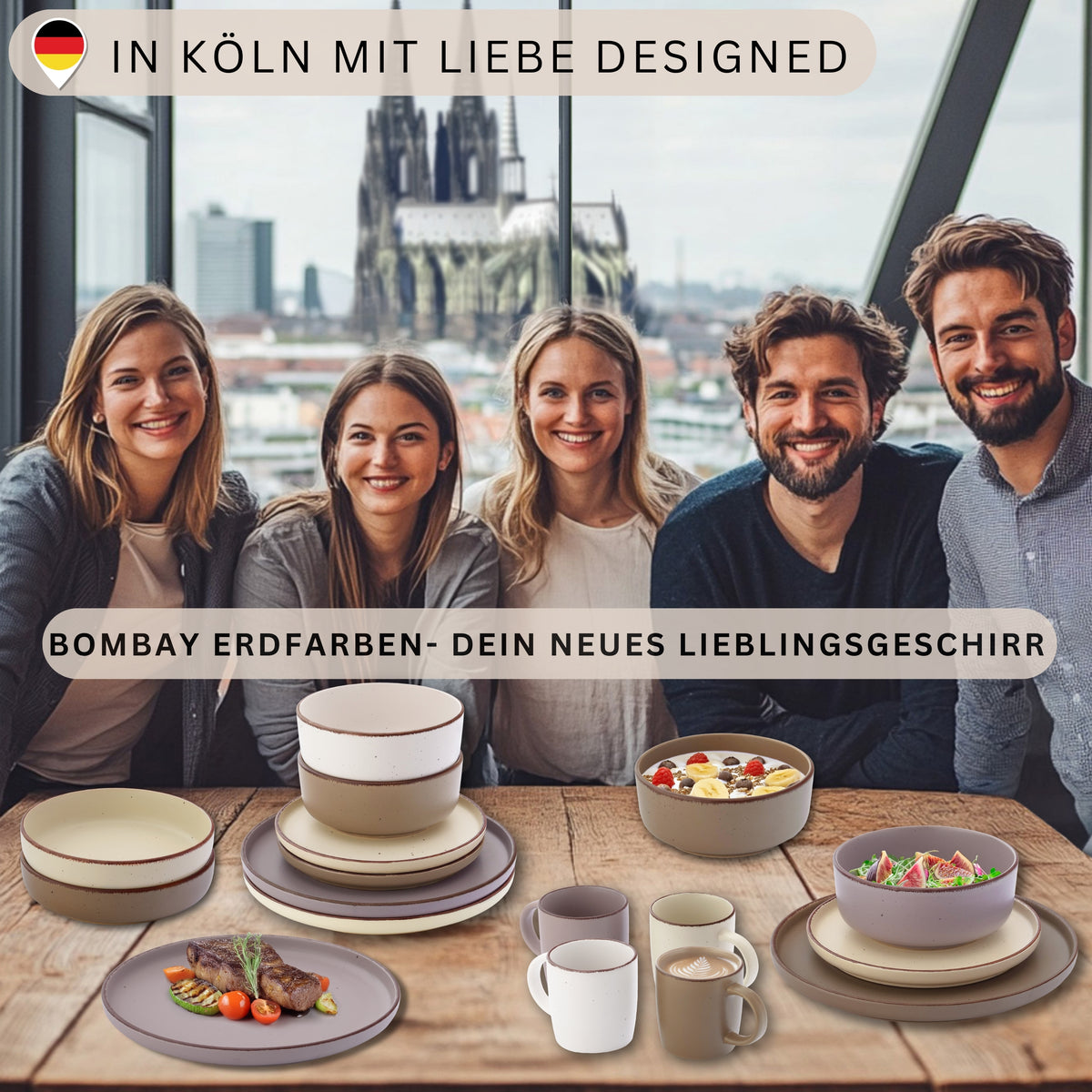 SÄNGER Steingut Speiseteller Bombay Erdfarben 4 teilig