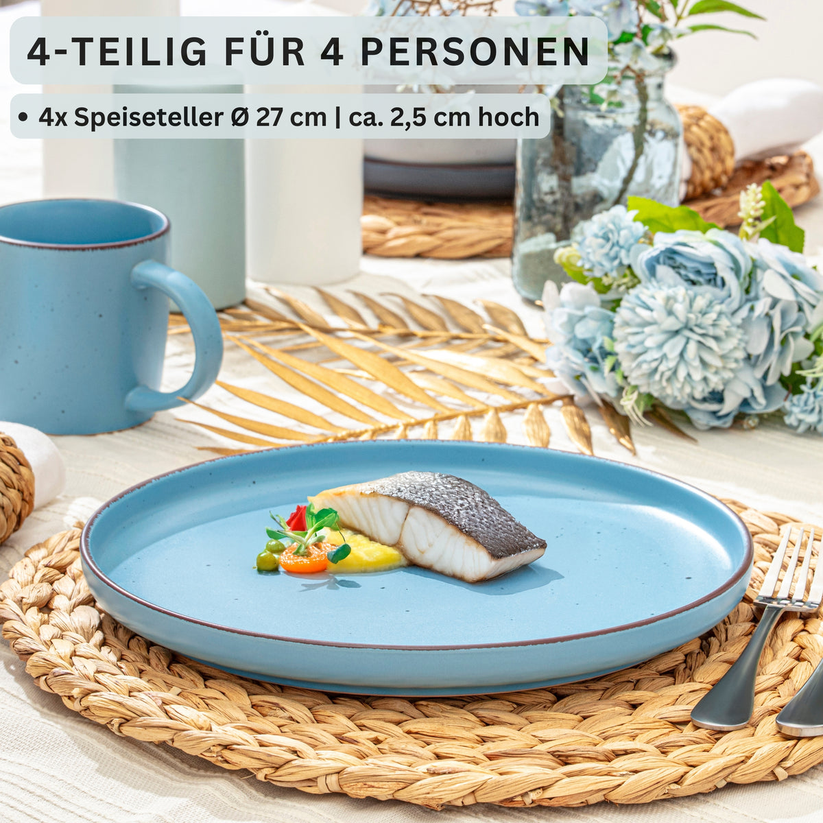 SÄNGER Stoneware Dinner Plate Bombay Seabed 4-piece