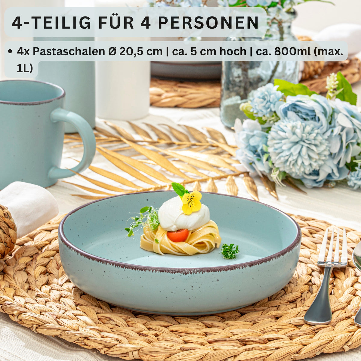 SÄNGER Steingut Pastaschalen Bombay Meeresboden 4 teilig