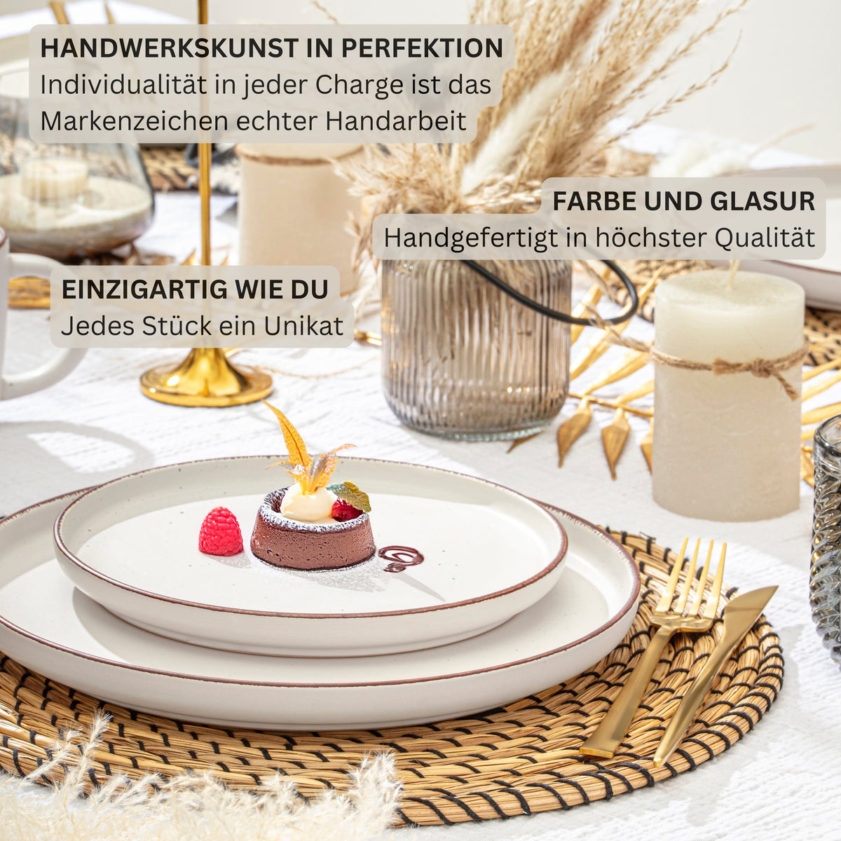 SÄNGER Steingut Dessertteller Bombay Ivory 4 teilig