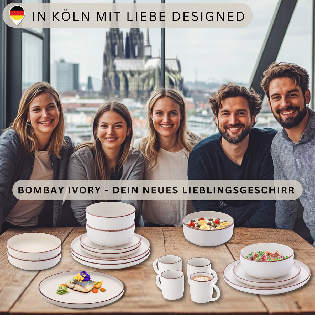 SÄNGER Steingut Dessertteller Bombay Ivory 4 teilig