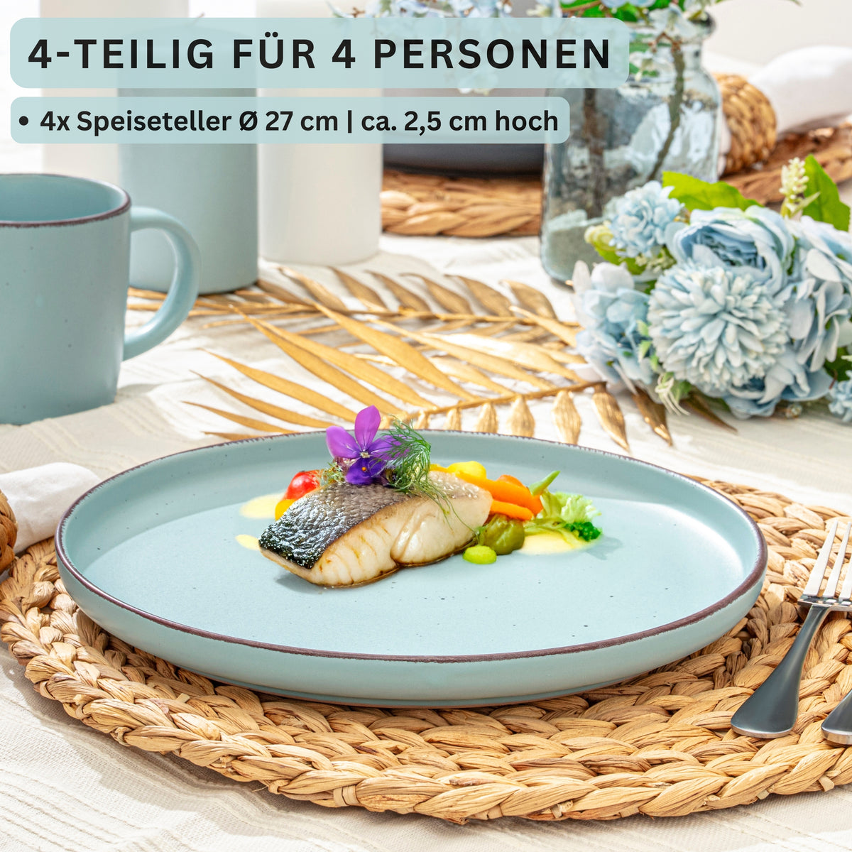 SÄNGER Steingut Speiseteller Bombay Breeze 4 teilig