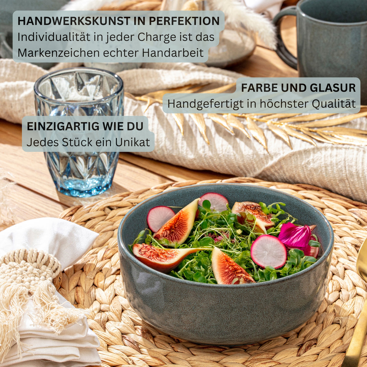 SÄNGER Steingut Geschirrset Kairo Ocean 18 teilig für 6 Personen