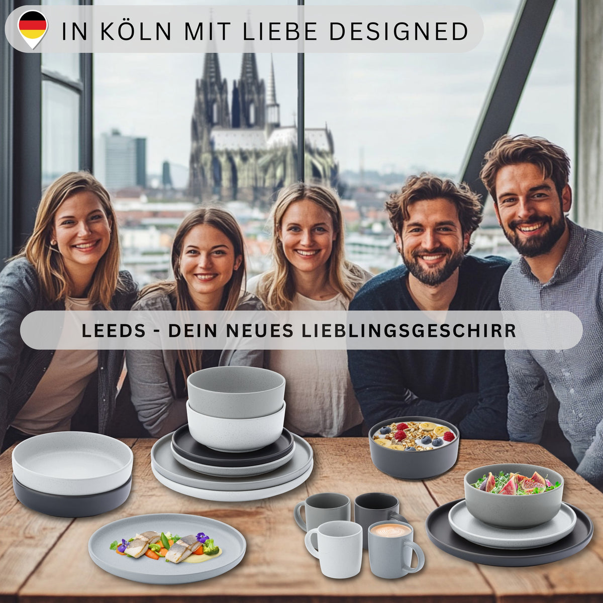 SÄNGER Steingut Dessertteller Leeds 4 teilig