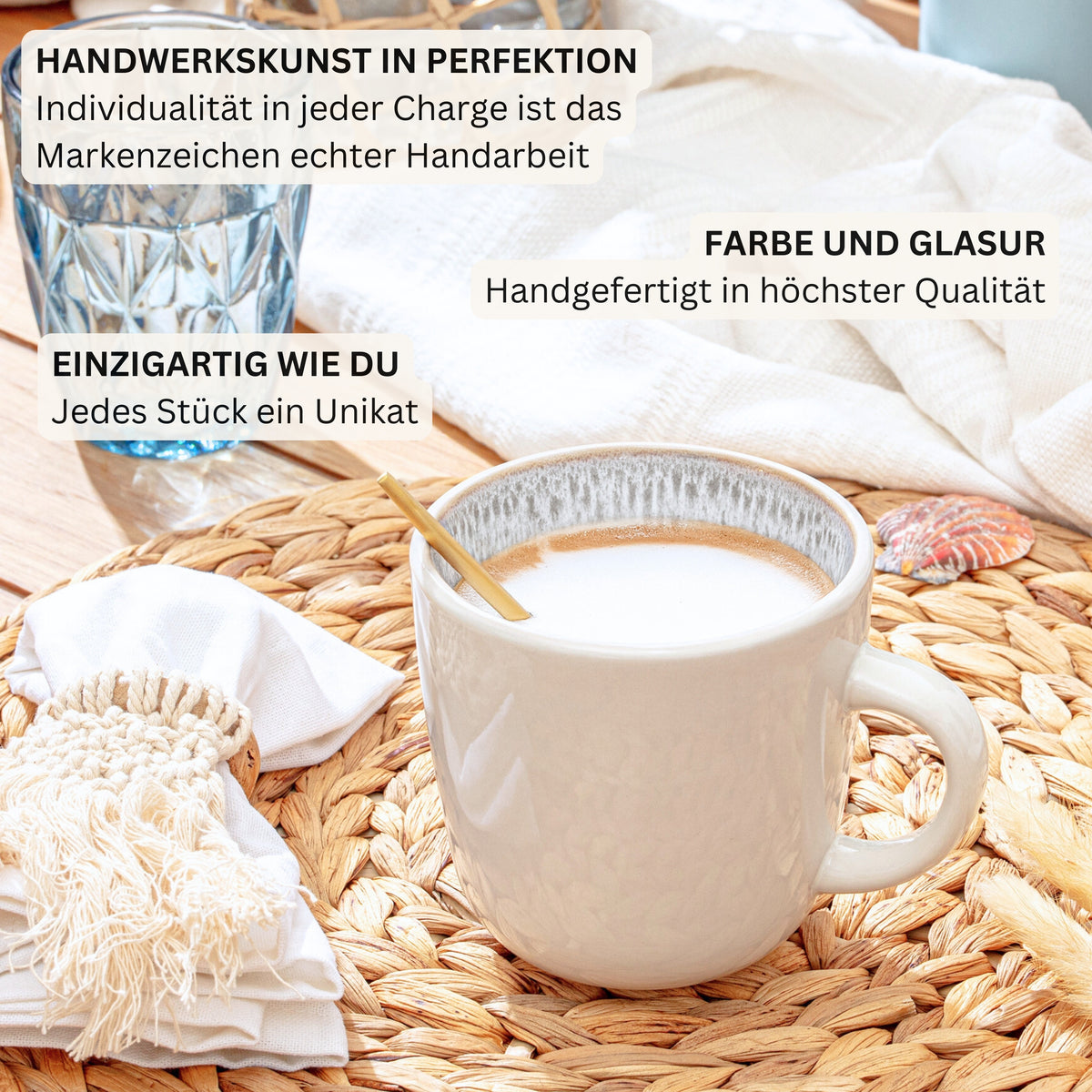 SÄNGER Steingut Kaffeebecher Kreta 6 teilig