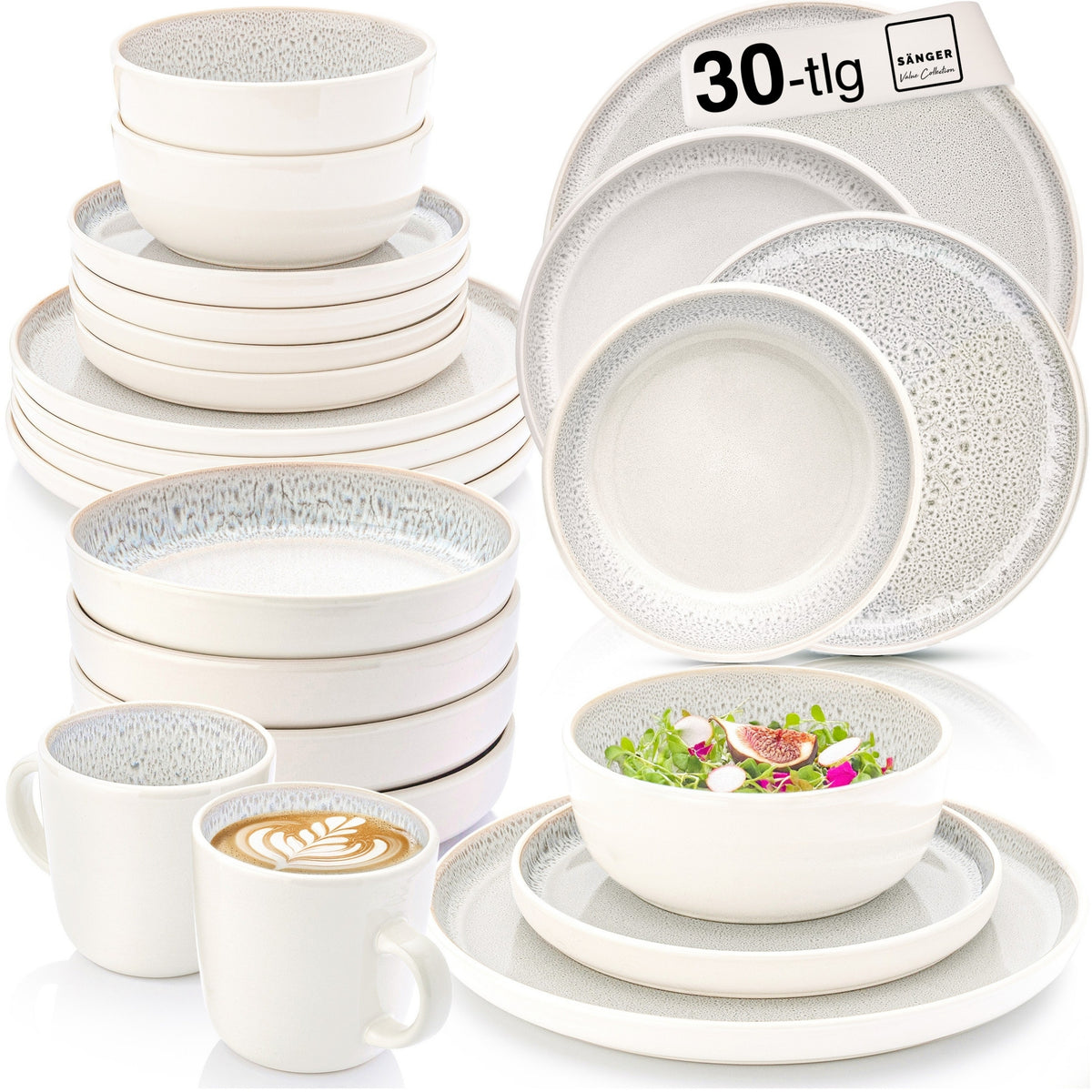 SÄNGER Stoneware Dinnerware Set Crete 30-Piece for 6 People