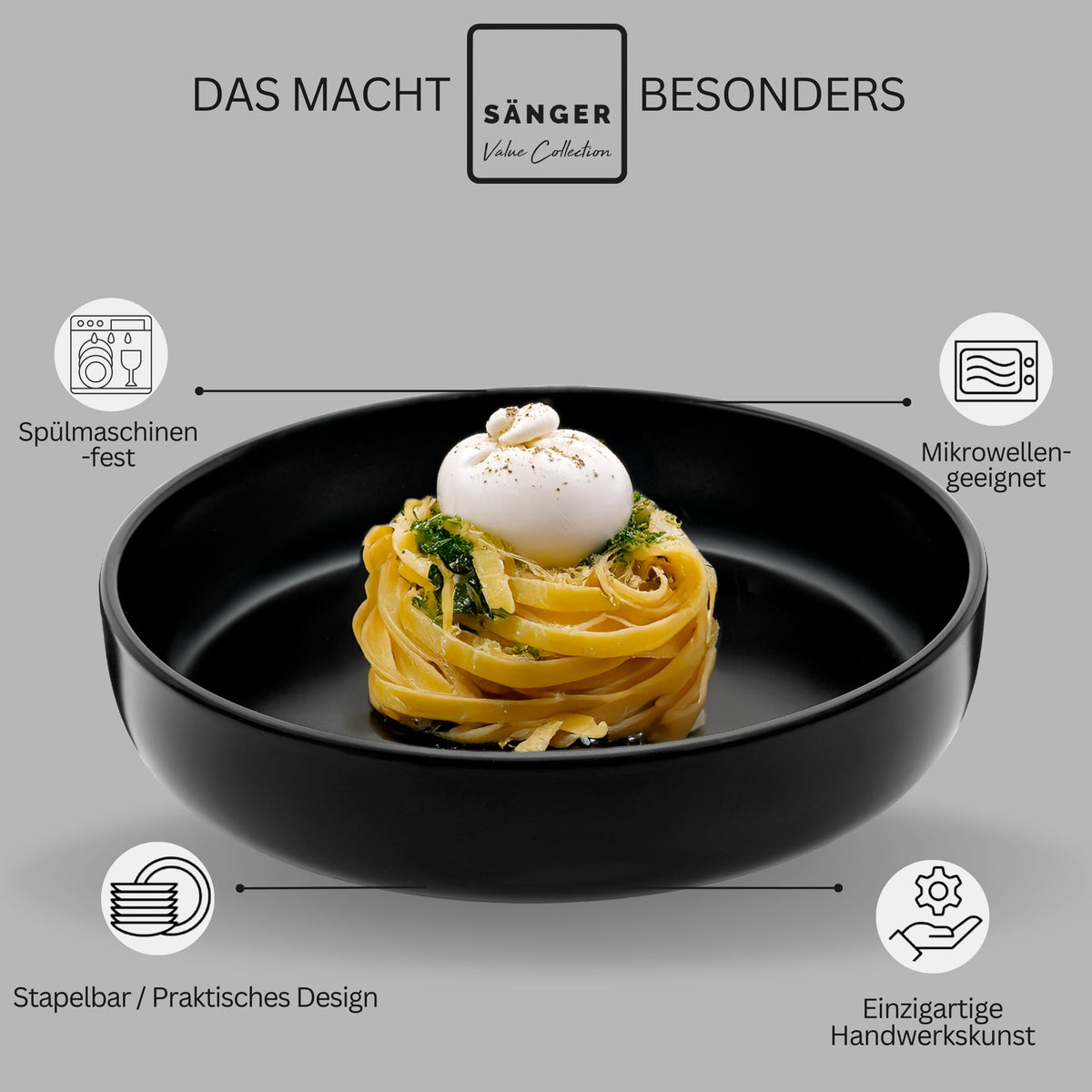 SÄNGER Stoneware Dinnerware Set Madeira, 24-piece Combi-Set for 6 People