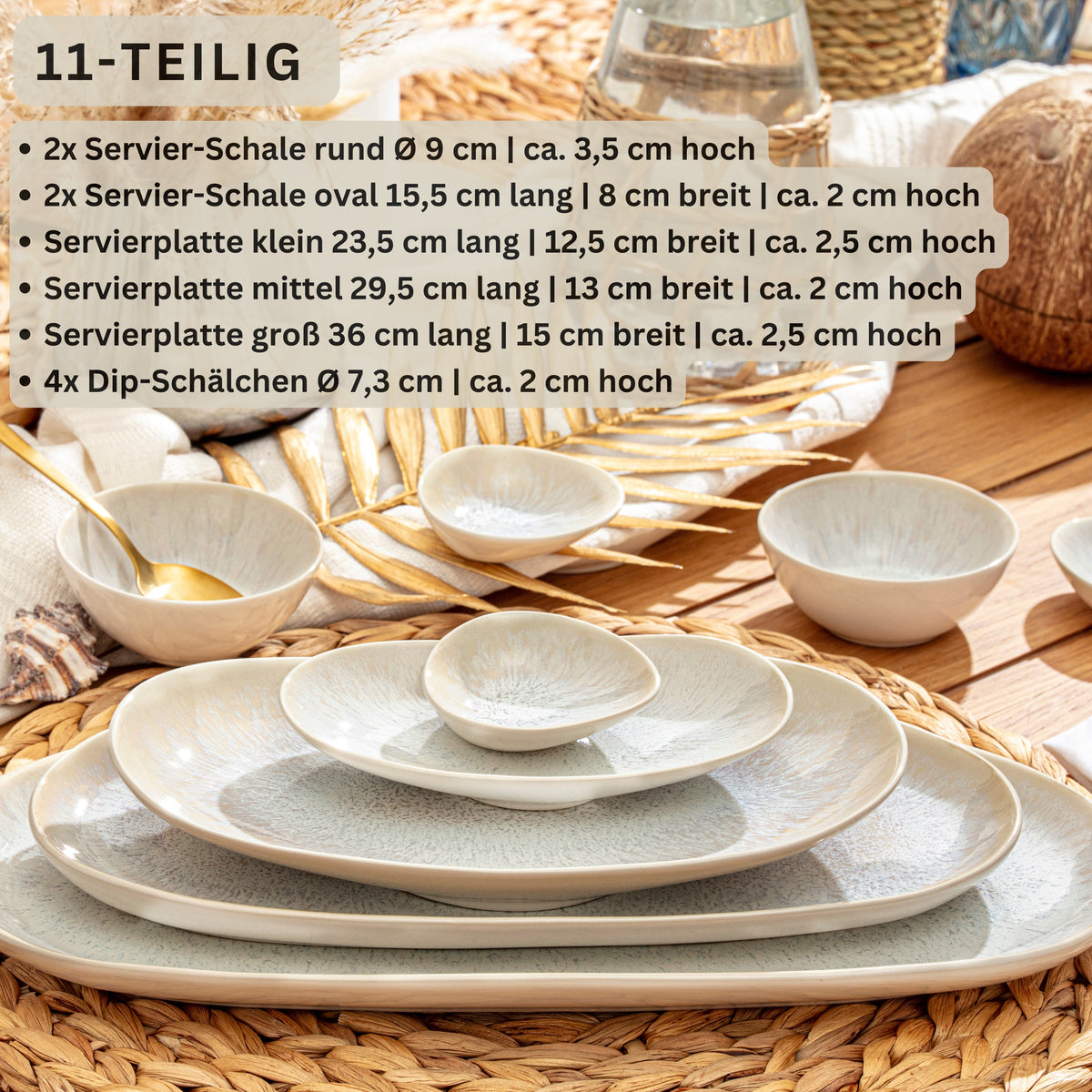 SÄNGER Stoneware Serving Platter Set Corfu 11-piece