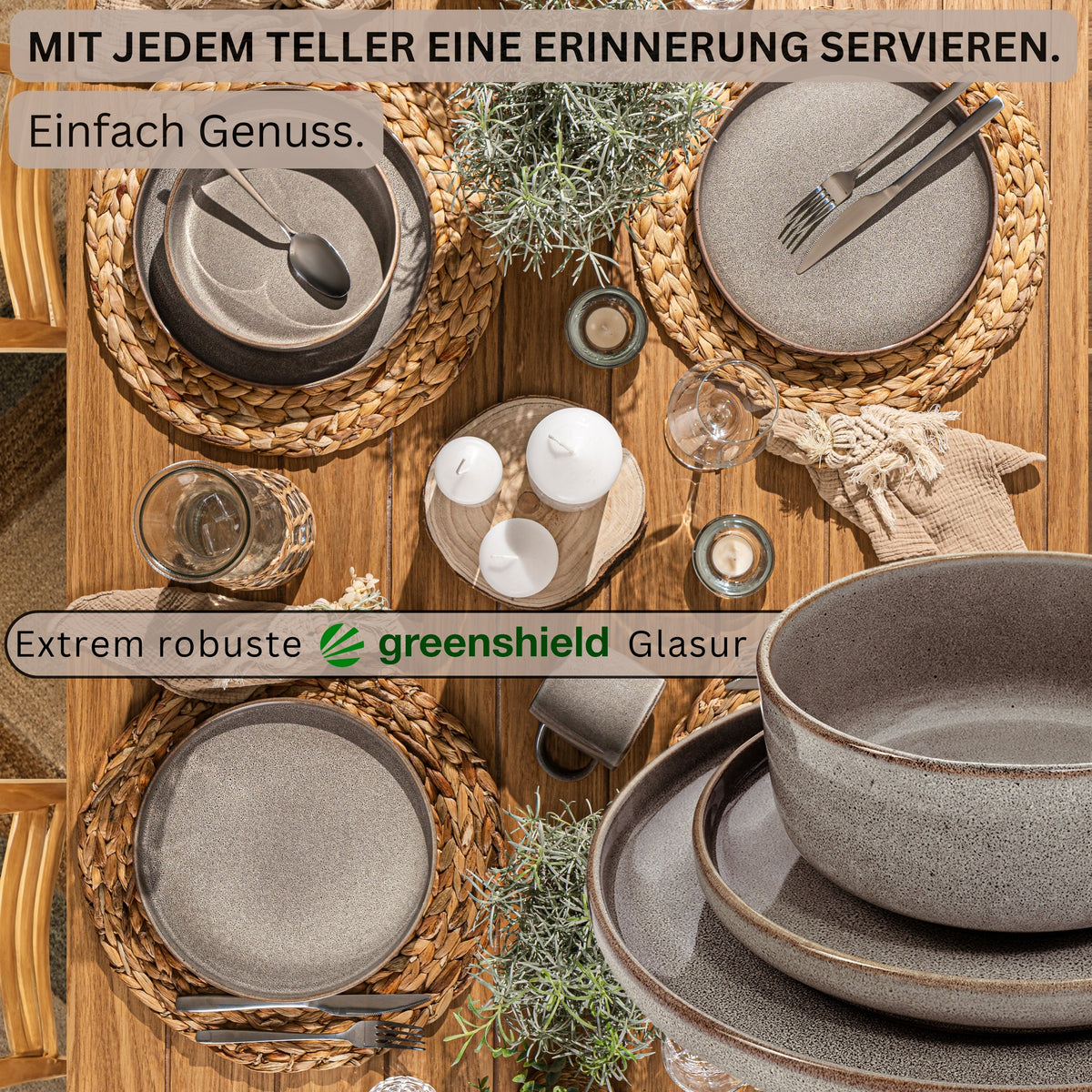 SÄNGER Tafelservice Kairo Graphit - 18 teilig aus Steingut