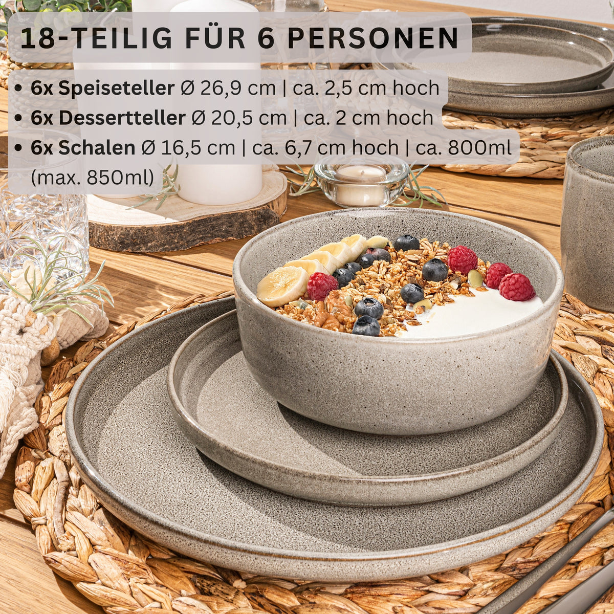 SÄNGER Tafelservice Kairo Clay- 18 teilig aus Steingut