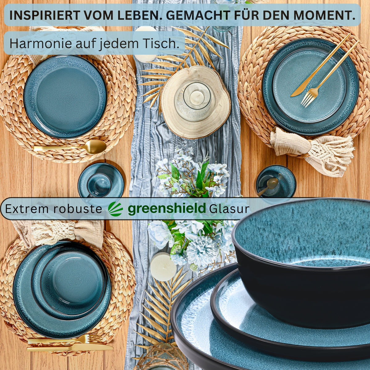 SÄNGER Stoneware Dinnerware Set Vigo, 24-Piece Dinner Service for 6 People