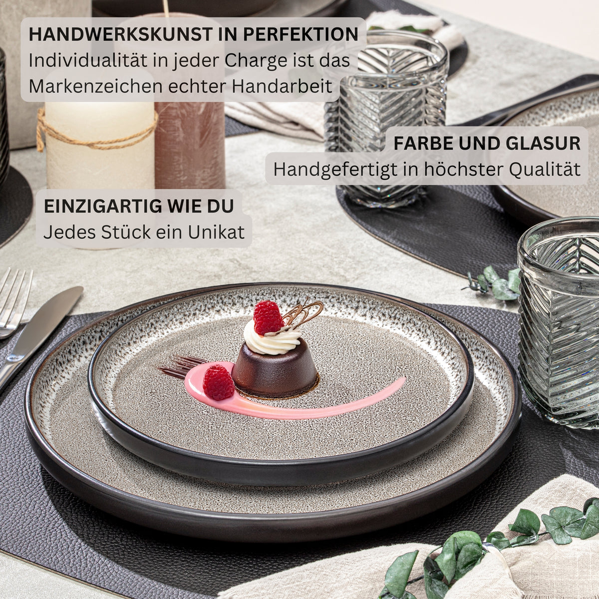 SÄNGER Steingut Geschirrset Luxor 24 teilig für 6 Personen