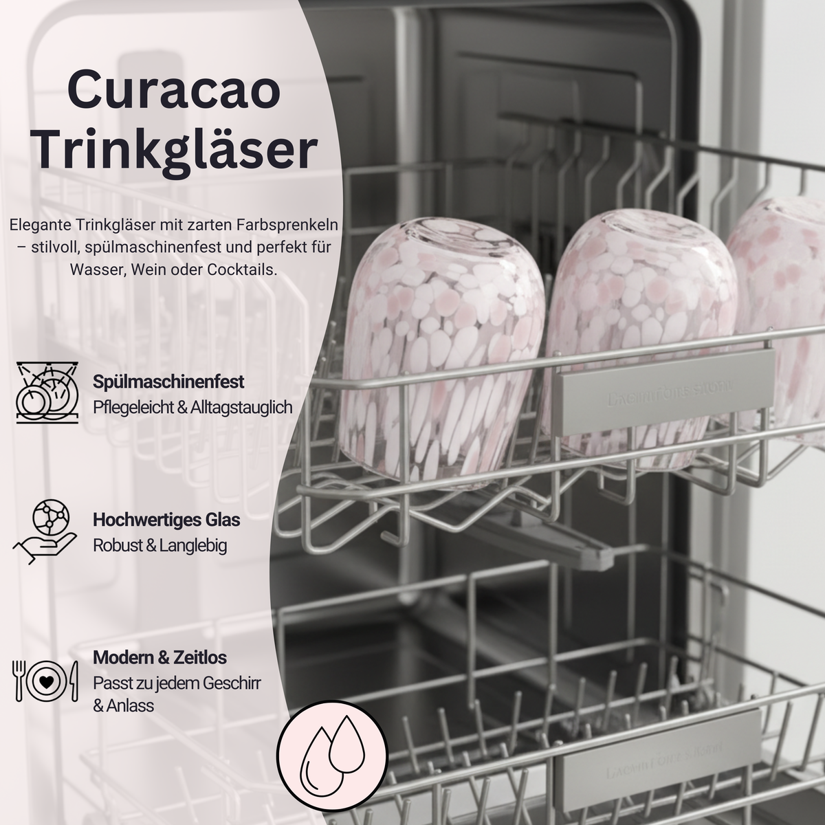 SÄNGER Trinkgläser Set Curacao 4 teilig - weiß/rosa