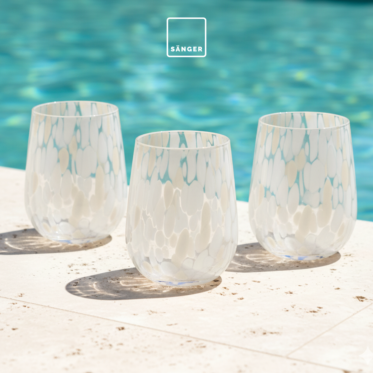 SÄNGER Trinkgläser Set Curacao 4 teilig - weiß/beige