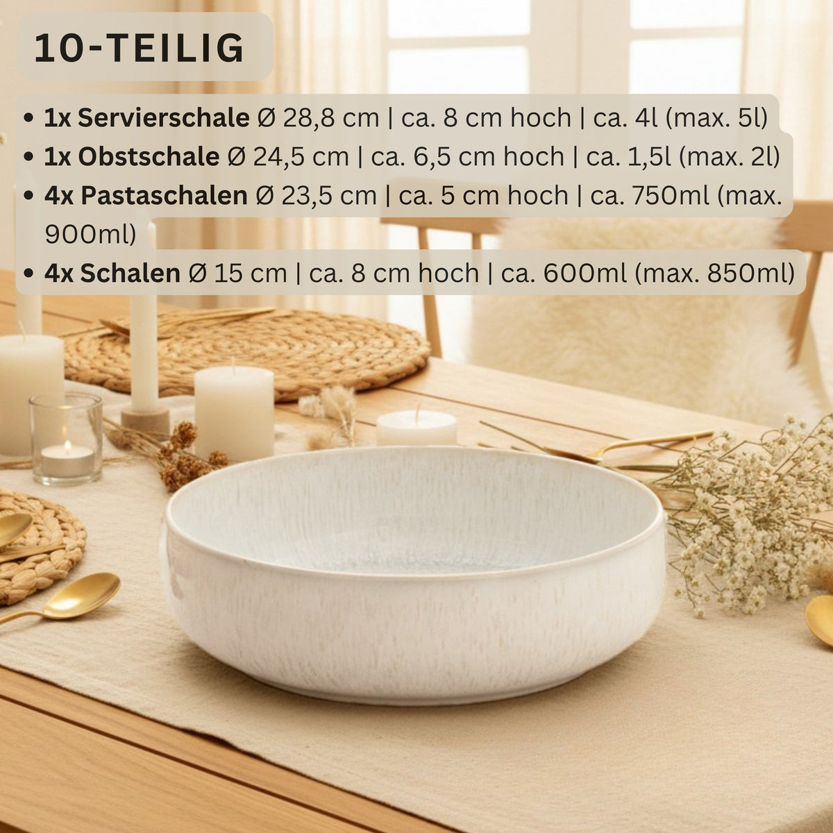 SÄNGER Steingut Korfu Schalen-Set 10 teilig für 4 Personen