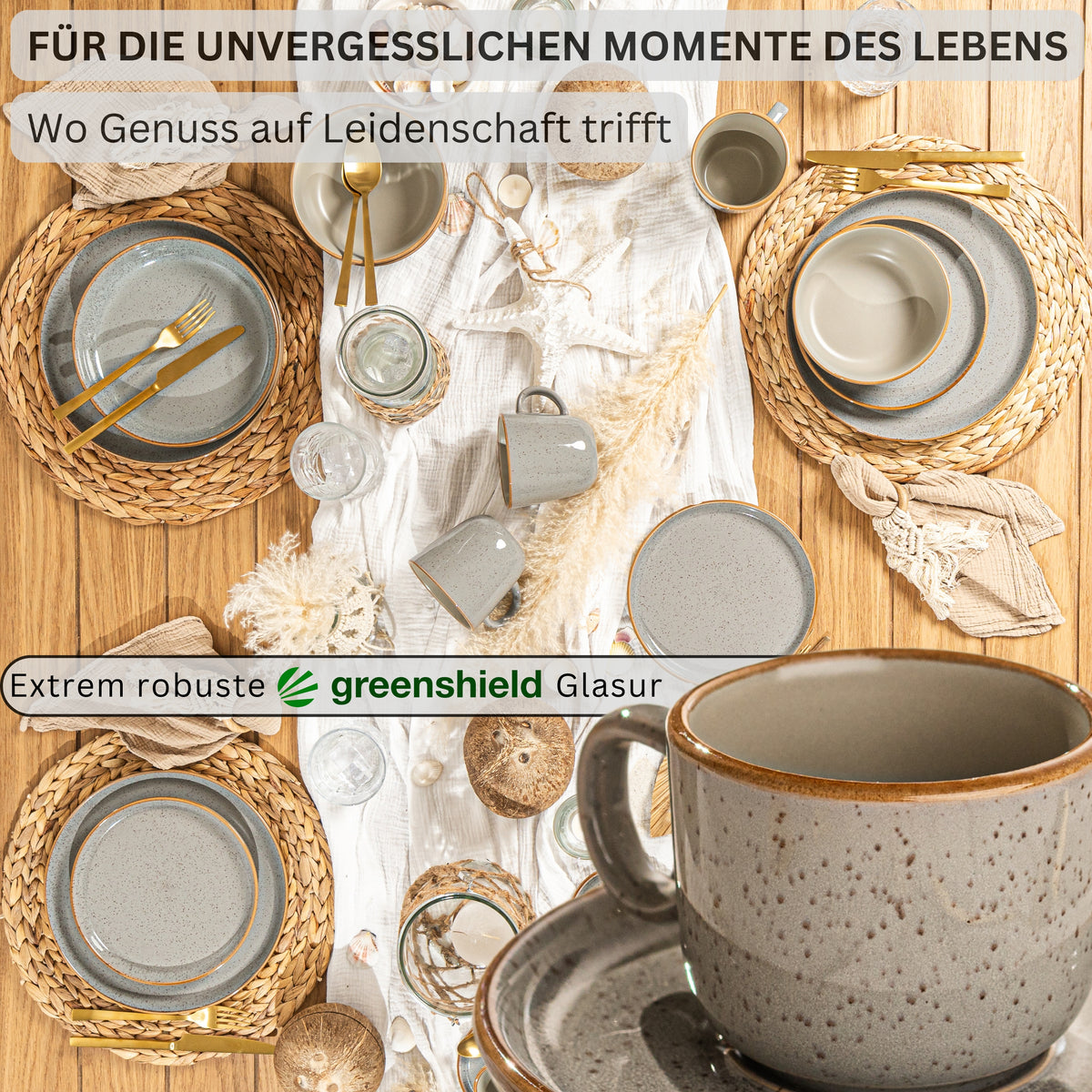 SÄNGER Espressotassen Set Rio Perlgrau 8 teilig für 4 Personen