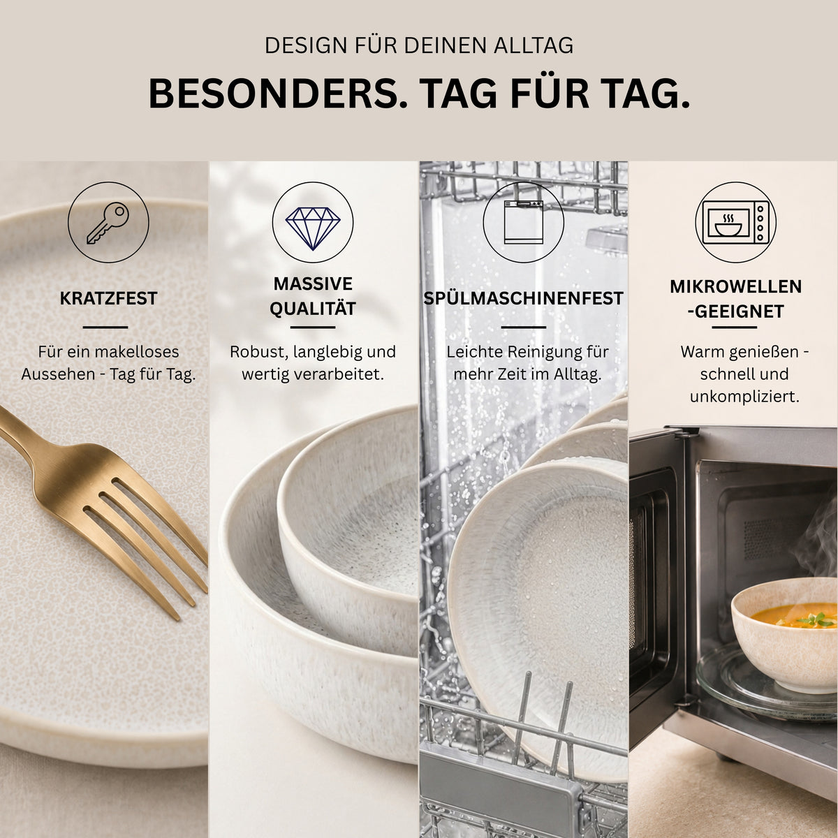 SÄNGER Steingut Korfu Schalen-Set 10 teilig für 4 Personen