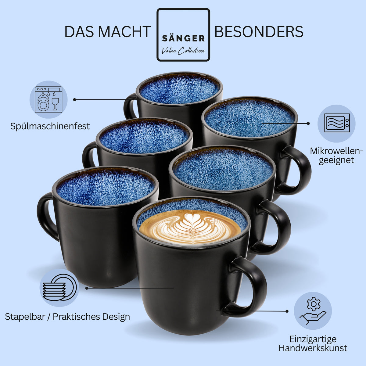 SÄNGER Kaffeebecher Set Aruba 6 teilig