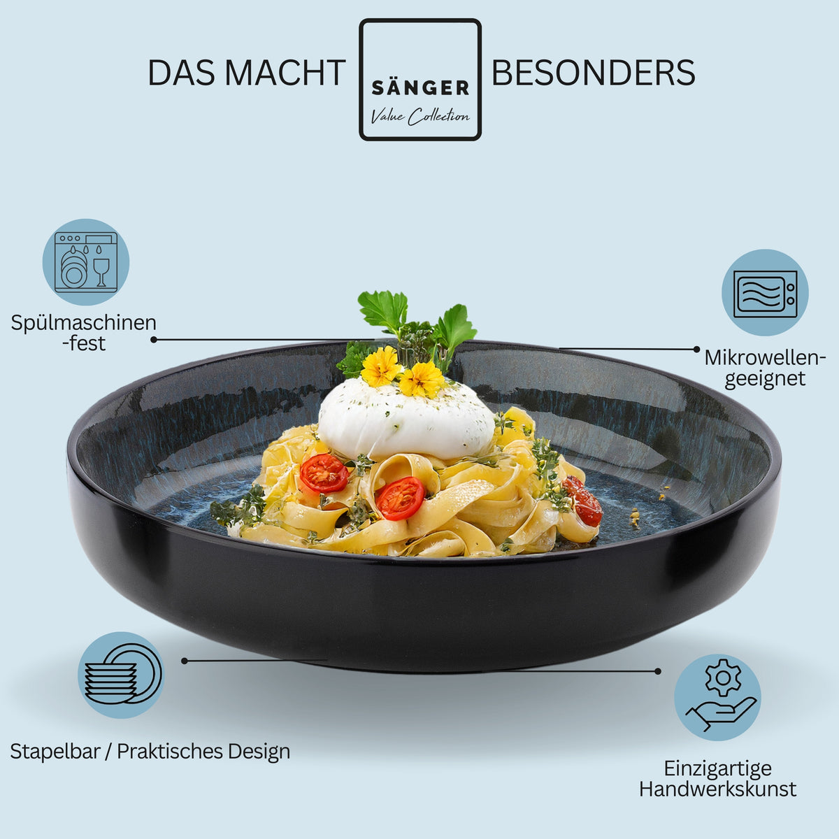 SÄNGER Pastaschalen Set Manila - 6 teilig aus Steingut